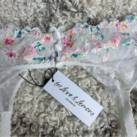 For Love and Lemons Outline Floral Garter White/Rainbow Small - Picture 11 of 11